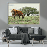 91866234-MGV-CV-36X24-Texas Longhorn Wall Art Canvas Print, Framed Rustic Ranch Art Picture Print, Western Cattle Perfect Rustic Farmhouse Decor Artwork