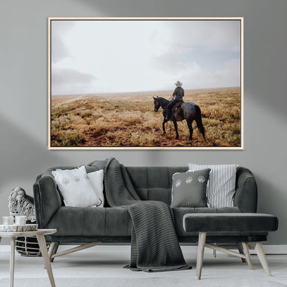 57597730-MGV-CV-36X24-Cowboy Wall Art Wall Art Canvas Print, Framed Western Canvas Art Picture Print, Rustic Ranch Scene Perfect Rustic Western Decor