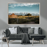 92497443-MGV-CV-36X24-Rustic Farmhouse Wall Art Canvas Print, Framed Mountain Cabin Art Picture Print, Western Landscape Perfect Rustic Farmhouse Decor