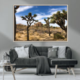 25722592-MGV-CV-36X24-Joshua Tree Desert Wall Art Canvas Print, Framed Southwestern Nature Art Picture Print, Rustic Earth Tones Perfect Southwestern