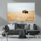 61392510-MGV-CV-36X24-Buffalo Wall Art Wall Art Canvas Print, Framed Western Wildlife Decor Art Picture Print, Rustic Farmhouse Art Perfect Rustic