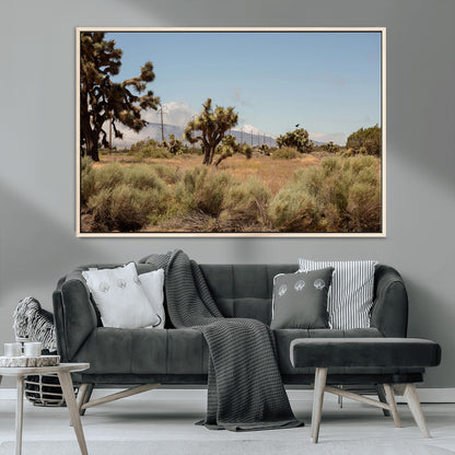 16114018-MGV-CV-36X24-Joshua Tree Wall Art Canvas Print, Framed Desert Landscape Art Picture Print, Mountain Horizon Perfect Southwestern Boho Decor
