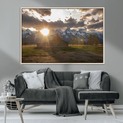 52555760-MGV-CV-36X24-Snowy Peaks Wall Art Canvas Print, Framed Nature Escape Art Picture Print, Rustic Charm Perfect Rustic Western Decor Artwork