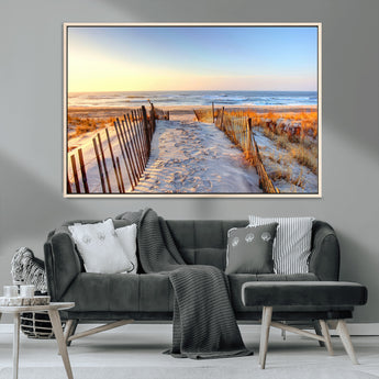 73351887-MGV-CV-36X24-Ocean Sunset Wall Art Wall Art Canvas Print, Framed Nautical Photography Art Picture Print, Summer Beach House Decor Perfect
