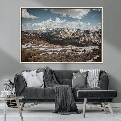 44565953-MGV-CV-36X24-Mountain Landscape Wall Art Canvas Print, Framed Snowy Peaks Art Picture Print, Rugged Highlands Perfect Rustic Adventure Decor