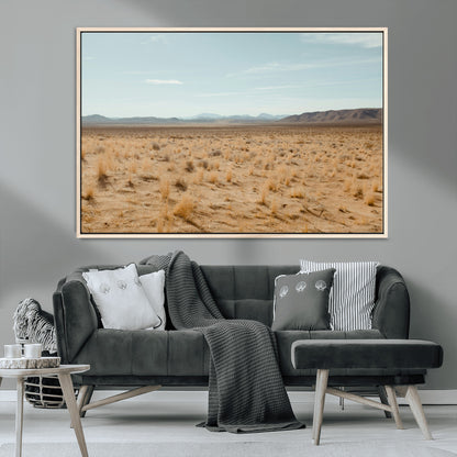 55918919-MGV-CV-36X24-Desert Landscape Wall Art – Golden Grass Plains and Mountain Horizon Canvas Print, Southwest Nature Photography Decor for Living