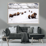 38217250-MGV-CV-36X24-Bison Herd Wall Art – Wildlife Canvas Print of Buffalo Winter Snow Scene, Rustic Western Lodge Décor, Farmhouse & Cabin Nature