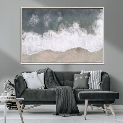 10072982-MGV-CV-36X24-Abstract Ocean Wave Wall Art – Coastal Beach Canvas Print, Minimalist Seascape Painting, Modern Ocean Inspired Artwork for Living