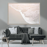 28414510-MGV-CV-36X24-Ocean Shoreline Wall Art – Minimal Coastal Beach Canvas Print, Soft Sea Foam and Sand Photography Artwork, Relaxing Nautical Decor