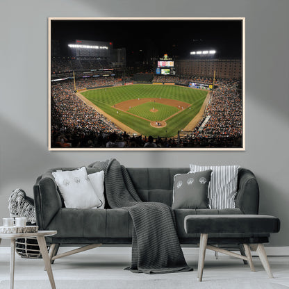 26445161-MGV-CV-36X24-Baseball Stadium at Night – Panoramic Ballpark Canvas Wall Art, Sports Decor for Man Cave, Office, Game Room, Sports Bar, Baseball