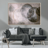 20066876-MGV-CV-36X24-Neutral Abstract Circle Wall Art – Modern Gray Beige Gold Canvas Print, Minimalist Geometric Painting for Bedroom, Living Room,