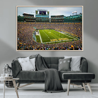 96617112-MGV-CV-36X24-Lambeau Field Wall Art – Green Bay Packers NFL Football Stadium Canvas Print – Game Day Crowd Sports Decor for Man Cave, Bar, or
