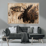 83505059-MGV-CV-36X24-Majestic Moose Wall Art – Rustic Animal Canvas Painting – Wilderness Wildlife Decor with Earthy Tones for Cabin, Lodge, Farmhouse,