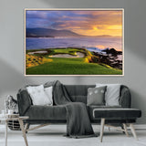 39644075-MGV-CV-36X24-Golf Course Wall Art – Coastal Sunset Canvas Print, Scenic Oceanfront Fairway Landscape Decor for Office, Man Cave, or Living Room