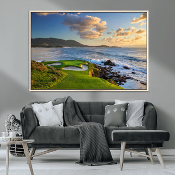 50107048-MGV-CV-36X24-Golf Course Wall Art – Coastal Ocean View Canvas Print, Scenic Fairway Landscape Decor for Office, Man Cave, Bedroom, or Living