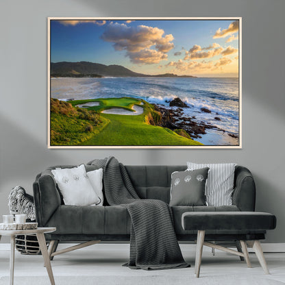 50107048-MGV-CV-36X24-Golf Course Wall Art – Coastal Ocean View Canvas Print, Scenic Fairway Landscape Decor for Office, Man Cave, Bedroom, or Living