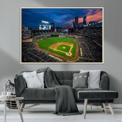 68222753-MGV-CV-36X24-Baseball Stadium Wall Art – Panoramic Night Game Canvas Print, Sports Decor for Man Cave, Office, Bar, or Living Room