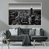 46578567-MGV-CV-36X24-Atlanta Skyline Wall Art – Black and White Cityscape Canvas Print, Modern Urban Night Decor for Office, Living Room, or Apartment
