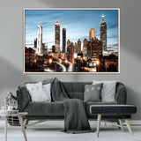 23859158-MGV-CV-36X24-Atlanta Skyline Wall Art – Modern Cityscape Canvas Print with Night Lights and Traffic Trails, Urban Decor for Office, Apartment,
