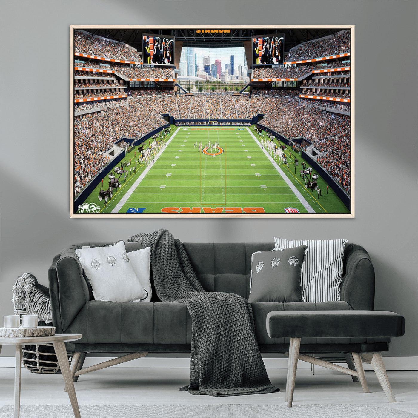 76935553-MGV-CV-36X24-Football Stadium Wall Art – Panoramic Game Day Canvas Print, Sports Decor for Man Cave, Office, Bar, or Living Room