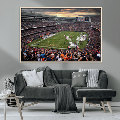 87578930-MGV-CV-36X24-Soldier Field Wall Art – Chicago Bears Football Stadium Sunset Canvas Print, Game Day Sports Decor for Man Cave, Bar, Office, or