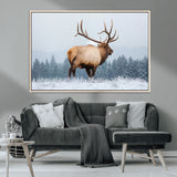 85177251-MGV-CV-36X24-Elk Wall Art – Majestic Wildlife Canvas Print of Bull Elk Snowy Forest, Rustic Nature Decor for Living Room, Cabin, or Office