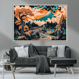 21638941-MGV-FC-36X24_Natural-Japanese Landscape Wall Art – Mount Fuji and Flowing River Ukiyo-e Style Canvas Print, Traditional Japan Inspired Artwork for
