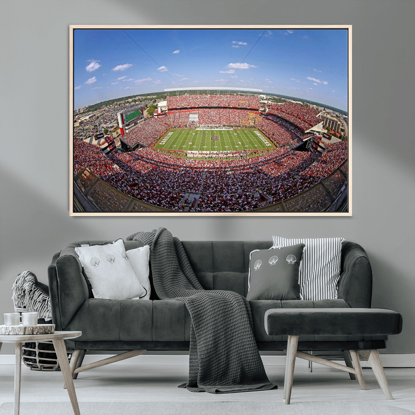 29492070-MGV-CV-36X24-Stadium Wall Art – Panoramic College Football Canvas Print, Game Day Crowd and Field Scene, Sports Photography Decor for Office,