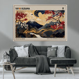 66892669-MGV-CV-36X24-Japanese Landscape Wall Art – Mount Fuji Canvas Print with Cherry Blossoms and Golden Waves, Traditional Asian Inspired Artwork
