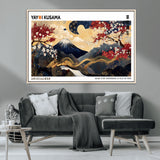 28945903-MGV-CV-36X24-Japanese Wall Art – Mount Fuji Canvas Print with Cherry Blossoms and Golden Wave Motifs, Traditional Asian Inspired Artwork for