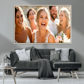 CSTM912-MGV-CV-36X24-Framed Wedding Canvas Print - Custom Wall Art Keepsake for Couples, Elegant Home Decoration Gift, Create Your Own Photo Canvas