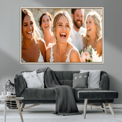 CSTM912-MGV-CV-36X24-Framed Wedding Canvas Print - Custom Wall Art Keepsake for Couples, Elegant Home Decoration Gift, Create Your Own Photo Canvas