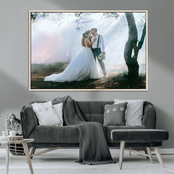 CSTM913-MGV-CV-36X24-Framed Wedding Canvas Print - Custom Wall Art Keepsake for Couples, Elegant Home Decoration Gift, Create Your Own Photo Canvas
