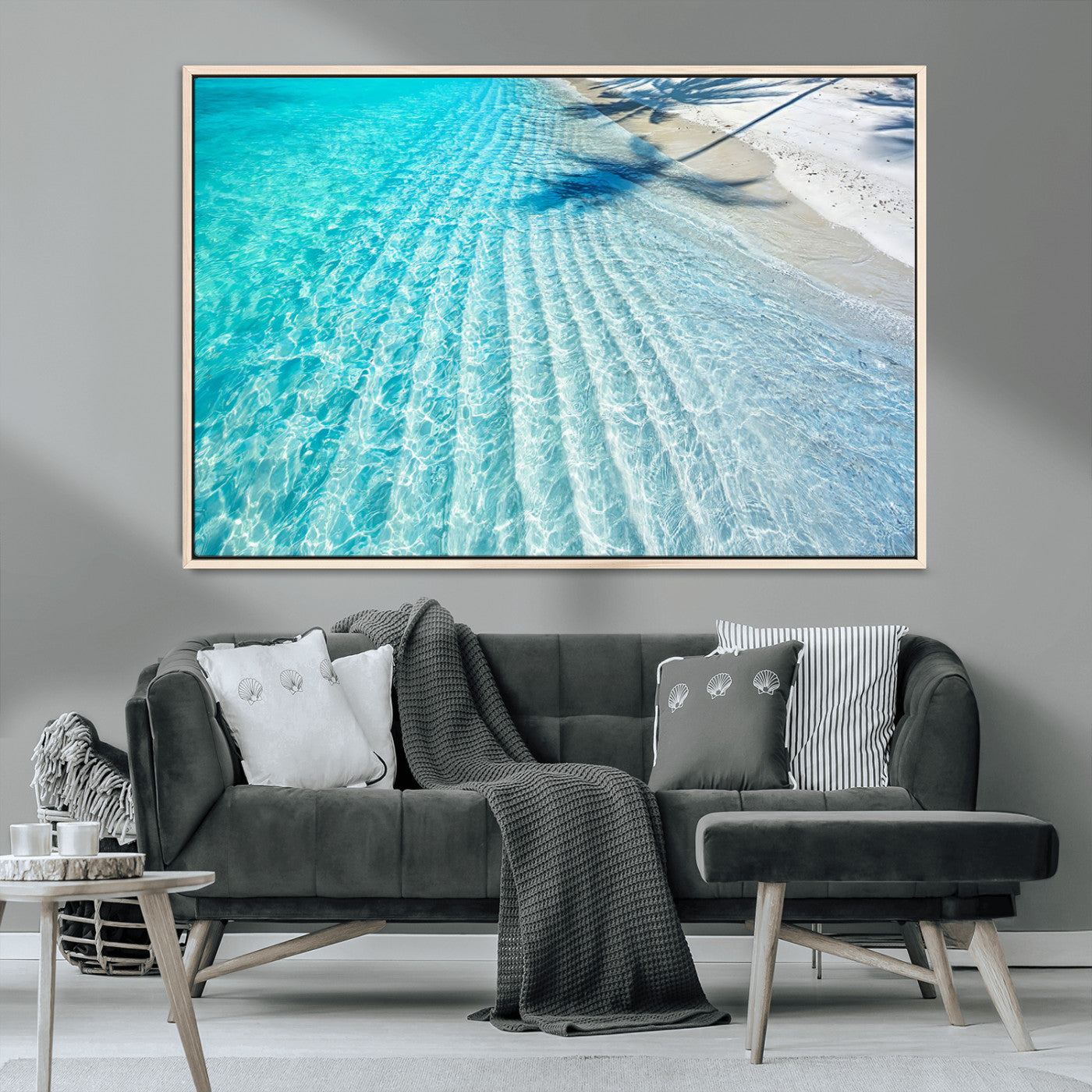 68127042-MGV-CV-36X24-Beach Wall Art – Tropical Ocean Canvas Print, Clear Water and White Sand Photography Decor for Bedroom, Living Room, Office,