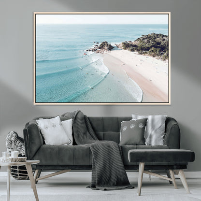 79395467-MGV-CV-36X24-Coastal Wall Art – Aerial Beach Canvas Print, Ocean Waves and Sandy Shore Photography Decor for Bedroom, Living Room, Office,