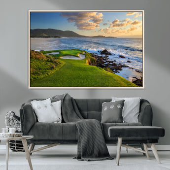 67486665-MGV-CV-36X24-Golf Course Wall Art – Pebble Beach Oceanfront Canvas Print, Coastal Fairway Photography Sports Decor for Living Room, Office, Man
