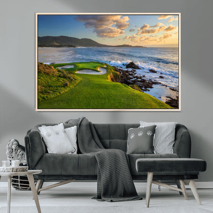 67486665-MGV-CV-36X24-Golf Course Wall Art – Pebble Beach Oceanfront Canvas Print, Coastal Fairway Photography Sports Decor for Living Room, Office, Man