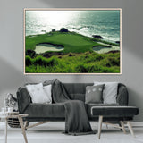 48473947-MGV-CV-36X24-Ocean Golf Course Wall Art – Panoramic Green Fairway Canvas Print, Coastal Golf Landscape Photography Sports Decor for Office, Man