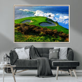 34181847-MGV-CV-36X24-Coastal Golf Course Wall Art – Panoramic Ocean Fairway Canvas Print, Scenic Sports Photography Decor for Office, Man Cave, Living