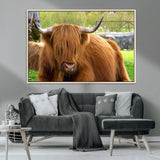 68411138-MGV-CV-36X24-Farmhouse Wall Art – Highland Cow Canvas Print, Rustic Country Cattle Photography Decor for Bedroom, Living Room, Office, Ranch,