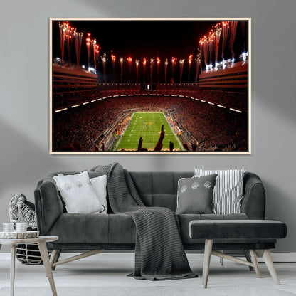 73358115-MGV-CV-36X24-Tennessee Volunteers Wall Art – Neyland Stadium Fireworks Night Game Canvas Print, Vols Football Checkerboard Endzone Sports Decor
