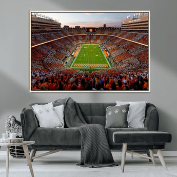 37160229-MGV-CV-36X24-Neyland Stadium Wall Art – Panoramic Tennessee Volunteers Sunset Canvas Print, Checkerboard Crowd Football Game Day Decor for