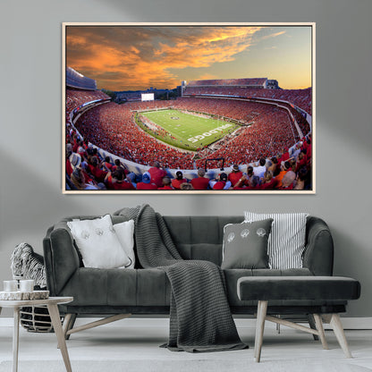 73680988-MGV-CV-36X24-Georgia Bulldogs Stadium Wall Art – Panoramic Football Field Canvas Print, Game Day Decor for Home, Office, Fan Cave, Sports
