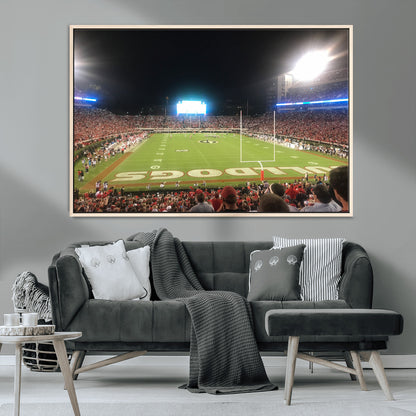 16230786-MGV-CV-36X24-Georgia Bulldogs Stadium Wall Art – Night Game Football Field Canvas Print, Panoramic Sports Decor for Home, Office, Fan Cave