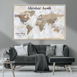 30792405-MGV-CV-36X24-Personalized World Map Wall Art – Rustic Beige Adventure Travel Map with Custom Couple Names, Vintage Wall Decor for Home or