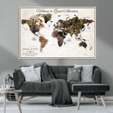 33631532-MGV-CV-36X24-Personalized World Map Wall Art – Dark Vintage Adventure Travel Map with Custom Names, Rustic Wall Decor for Couples, Home or
