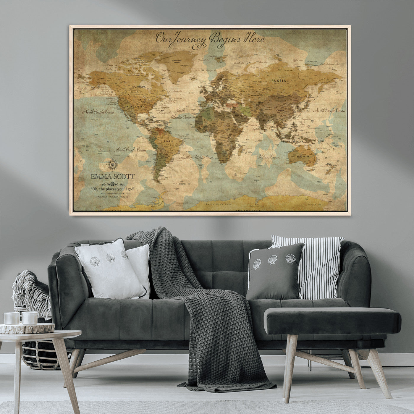 54795344-MGV-CV-36X24-Personalized World Map Wall Art – Vintage Adventure Travel Map with Custom Names, Rustic Wall Décor for Couples, Families