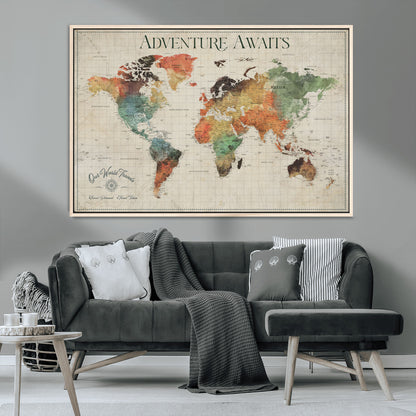 24737989-MGV-CV-36X24-Personalized World Map Wall Art – Colorful Vintage Adventure Travel Map with Custom Names, Unique Wall Decor for Couples,