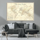 57950315-MGV-CV-36X24-Personalized World Map Wall Art – Vintage Beige Travel Map with Custom Names, Romantic Anniversary Gift for Couples, Adventure