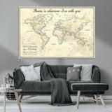 35009043-MGV-CV-36X24-Personalized World Map Wall Art – Vintage Beige Travel Map with Custom Names and Date, Romantic Anniversary Gift for Couples Home